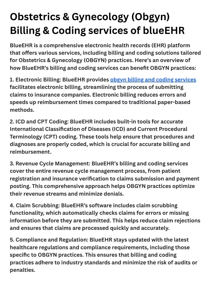 obstetrics gynecology obgyn billing coding