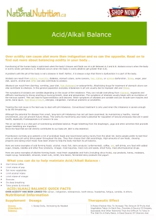 Acid,Alkali Balance