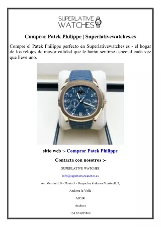 Comprar Patek Philippe  Superlativewatches.es