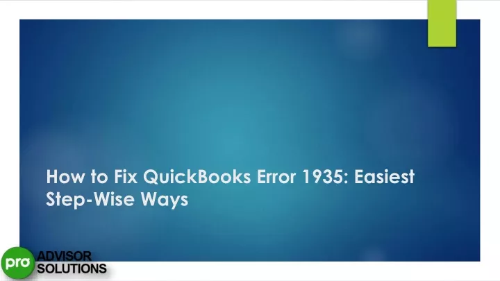 how to fix quickbooks error 1935 easiest step