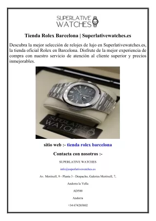 Tienda Rolex Barcelona Superlativewatches.es