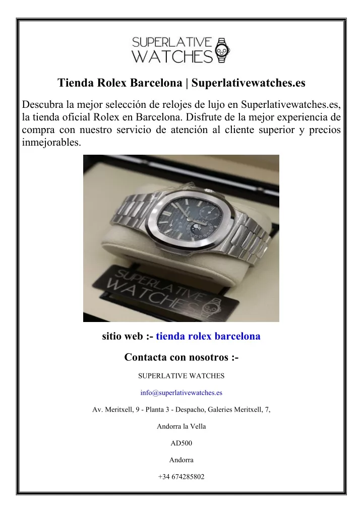 tienda rolex barcelona superlativewatches es