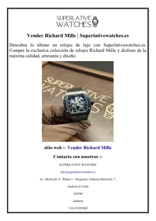 Vender Richard Mille Superlativewatches.es