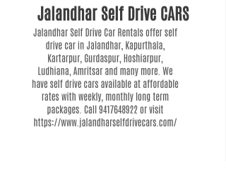 Jalandhar Self Drive Cars 9417648922