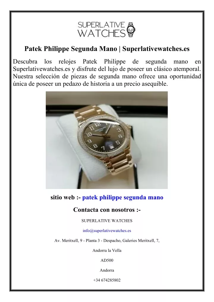 patek philippe segunda mano superlativewatches es