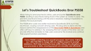 Unlock Quick Solutions for Error Code PS038 in QuickBooks