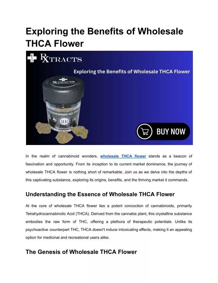 exploring the benefits of wholesale thca flower