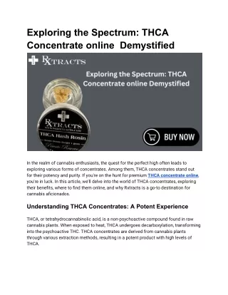 Exploring the Spectrum_ THCA Concentrates Demystified