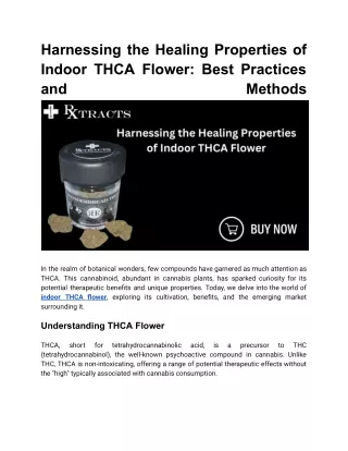 Harnessing the Healing Properties of Indoor THCA Flower_ Best Practices and Methods