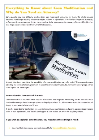 Everything to Know about Loan Modification and Why do You Need an Attorney