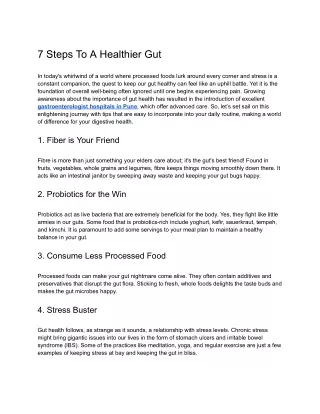 7 Steps To A Healthier Gut