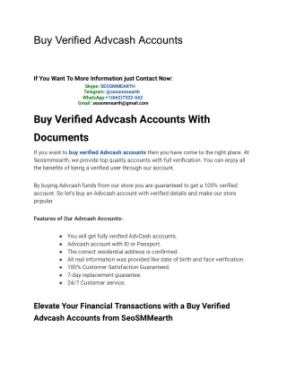 Buy Old And New Verified Advcash Account