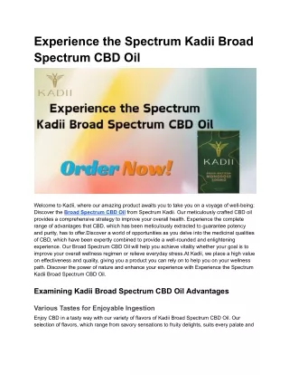 Broad Spectrum CBD Oil | Buy CBD Tincture | Kadii