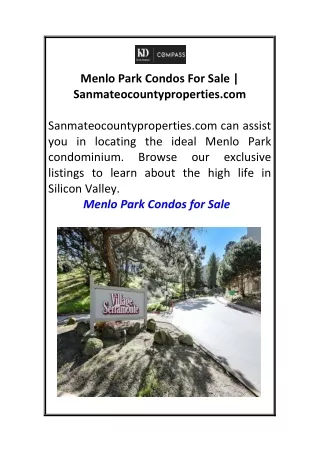 Menlo Park Condos For Sale  Sanmateocountyproperties.com