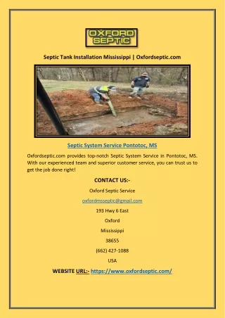 Septic Tank Cleaning Pontotoc, Ms | Oxfordseptic.com