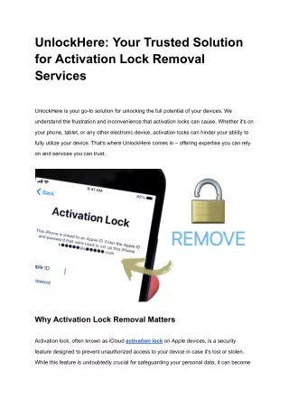 UnlockHere: Your Trusted Solution for Activation Lock Removal Services