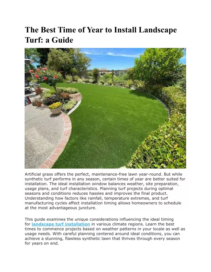 the best time of year to install landscape turf