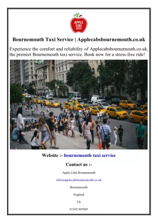Bournemouth Taxi Service  Applecabsbournemouth.co.uk