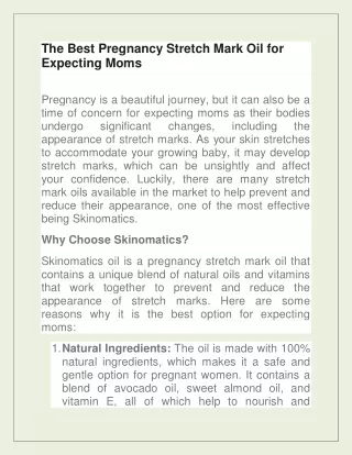 Best Pregnancy Stretch Mark Oil