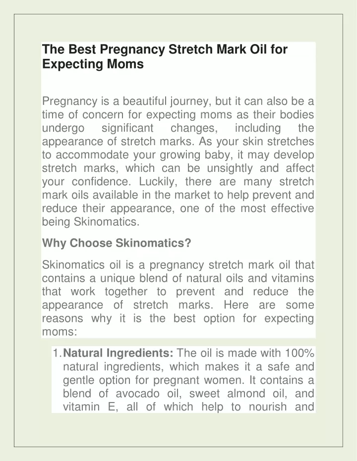 the best pregnancy stretch mark oil for expecting