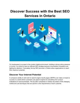 Discover Success with the Best SEO Services in Ontario