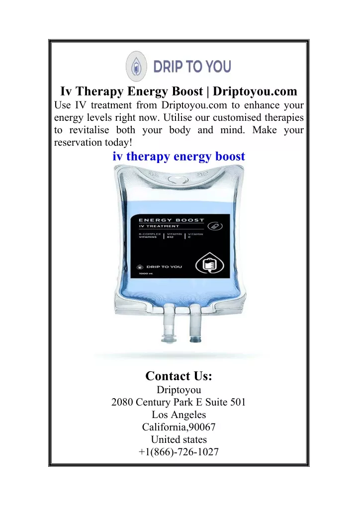 iv therapy energy boost driptoyou