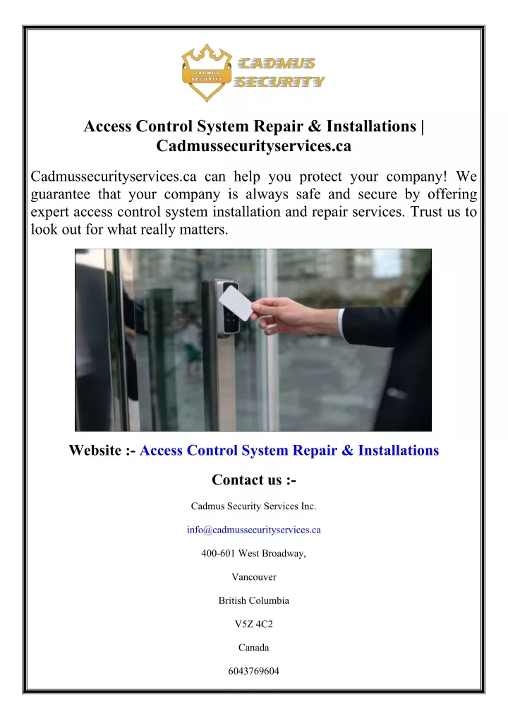 access control system repair installations