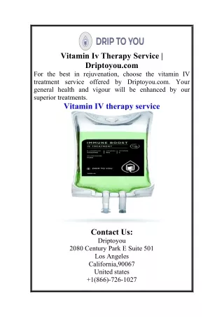 Vitamin Iv Therapy Service  Driptoyou.com