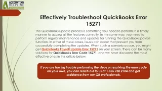 Quick Solutions for QuickBooks Payroll Update Error 15271