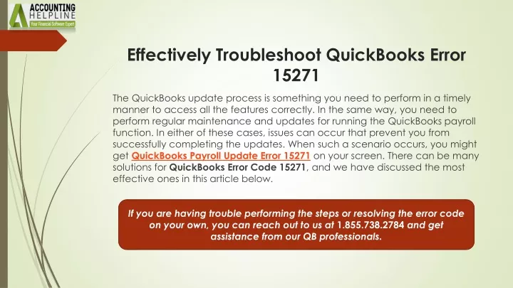 effectively troubleshoot quickbooks error 15271