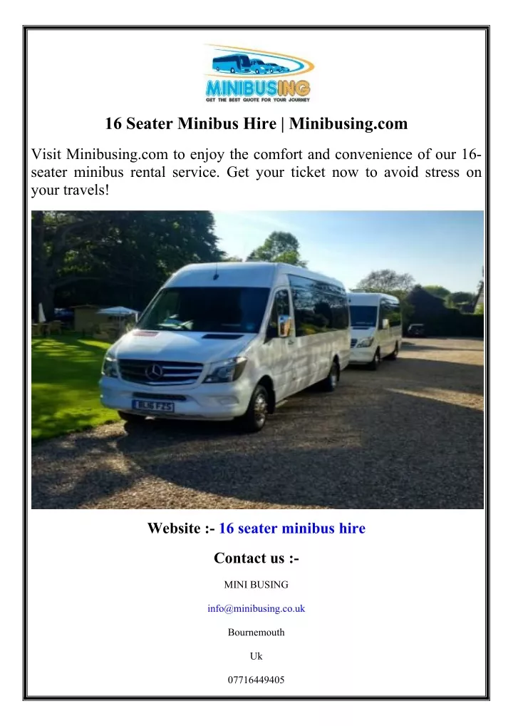 16 seater minibus hire minibusing com