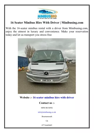 16 Seater Minibus Hire With Driver  Minibusing.com