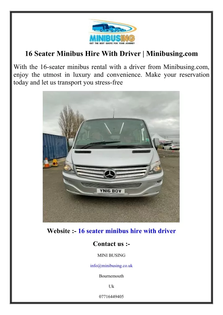 16 seater minibus hire with driver minibusing com