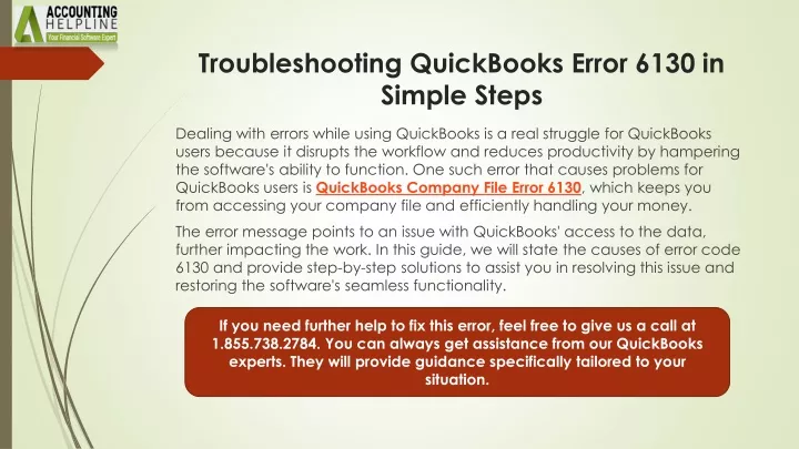 troubleshooting quickbooks error 6130 in simple steps