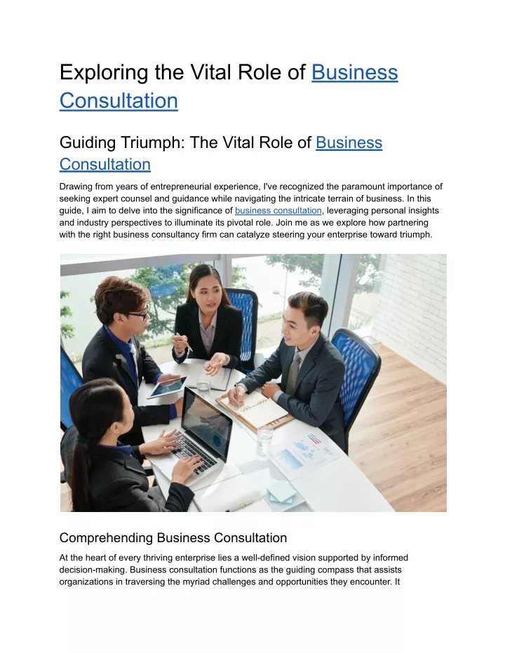 exploring the vital role of business consultation