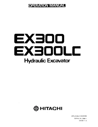 Hitachi EX300LC Hydraulic Excavator operator’s manual Serial No. 2386 and up