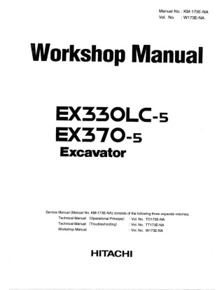 Hitachi EX370-5 Excavator Service Repair Manual
