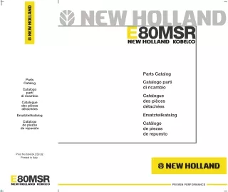 New Holland Kobelco E80MSR Midi Crawler Excavator Parts Catalogue Manual