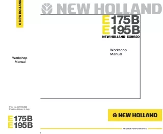 New Holland Kobelco E195B Crawler Excavator Service Repair Manual