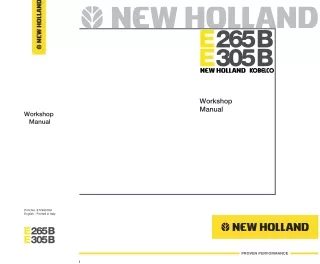 New Holland Kobelco E265B Crawler Excavator Service Repair Manual