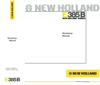 NEW HOLLAND KOBELCO E385B CRAWLER EXCAVATOR Service Repair Manual
