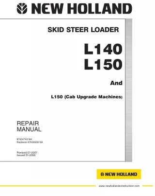 New Holland L150 Skid Steer Loader Service Repair Manual