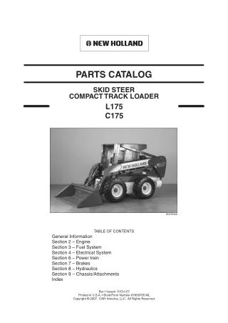 New Holland L175 Skid Steer (Compact Track Loader) Parts Catalogue Manual