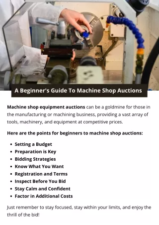 A Beginner's Guide To Machine Shop Auctions