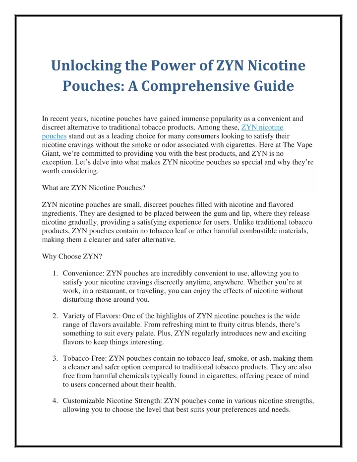 unlocking the power of zyn nicotine pouches