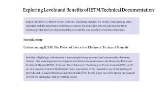 Exploring Levels and Benefits of IETM Technical Documentation