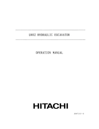 Hitachi UH02 Hydraulic Excavator operator’s manual