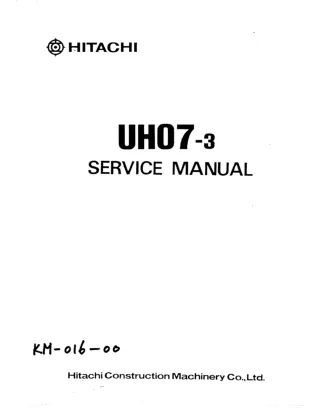 Hitachi UH07-3 Hydraulic Excavator Service Repair Manual