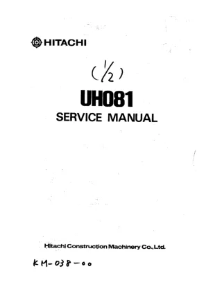 Hitachi UH081 Hydraulic Excavator Service Repair Manual