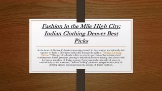 Fashion in the Mile High City Indian Clothing Denver Best Picks